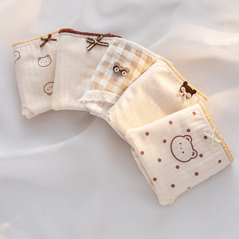新款内裤女纯棉中腰日系肤色小熊少女包臀纯棉内裆女士三角裤详情18