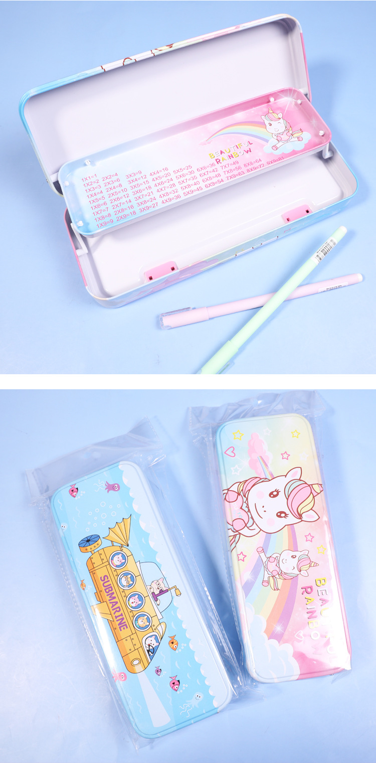 B-579-25 Little Lingjing Cartoon Three-layer large-capacity iron buckle tin pen case, a simple and popular student stationery box and pencil case storage essential pic 17