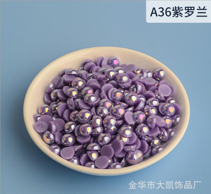 AB Water Lily, AB semi-circular pearl, mobile beauty, AB semi-circular pearl, diy nail art, pearl accessories, flat bottom pic 33