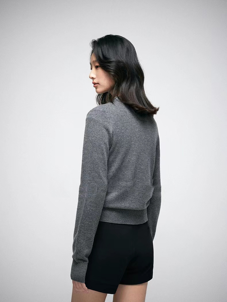 Qili Colorful Gemstone 12-color seamless one-piece Merino wool button cardigan, a versatile knitted long-sleeved top for commuting pic 40