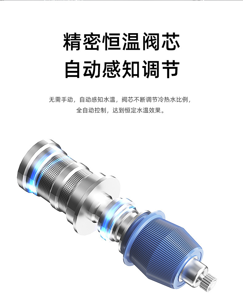 全铜浴缸水龙头三联淋浴器混水阀花洒大流量瀑布冷热数显浴缸龙头详情10