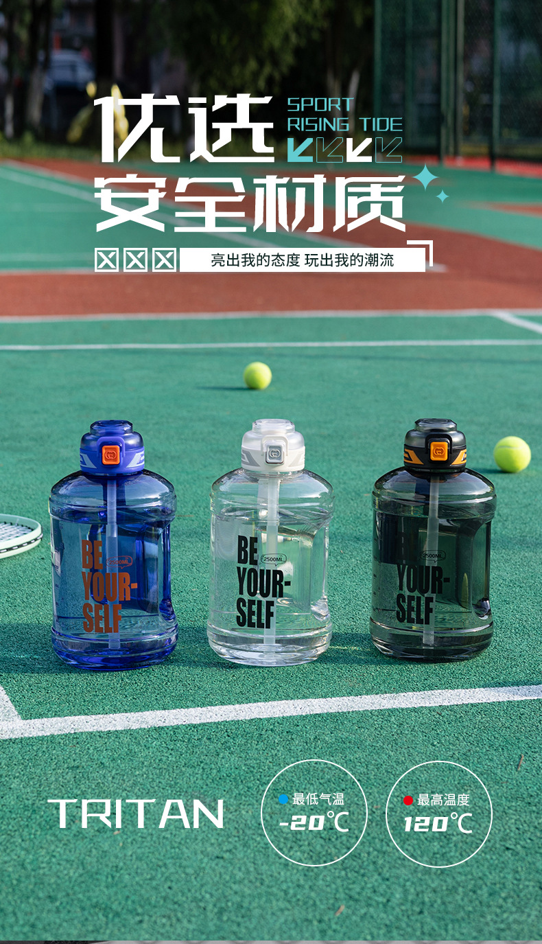 网红新款运动户外吨吨桶大容量便携水壶耐高温Tritan塑料水杯批发详情8