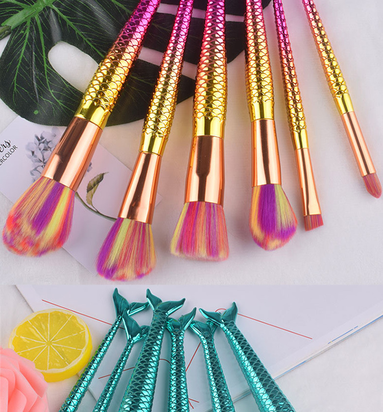 New gradient color 6-10 mermaid makeup Amazon bestseller blush and eyeshadow brush set beauty tools pic 8