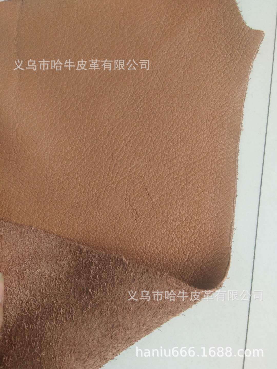 The thickness of the Hainiu genuine leather top layer with a wavy brown texture is 2.0-2.5. Customized colors and thicknesses are all available pic 5