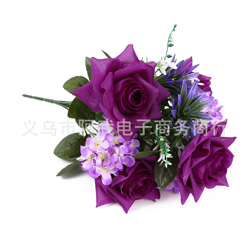 Source Wedding Home interior soft decoration flower arrangement flower bouquet wholesale 10-pronged rolled rose pic 11