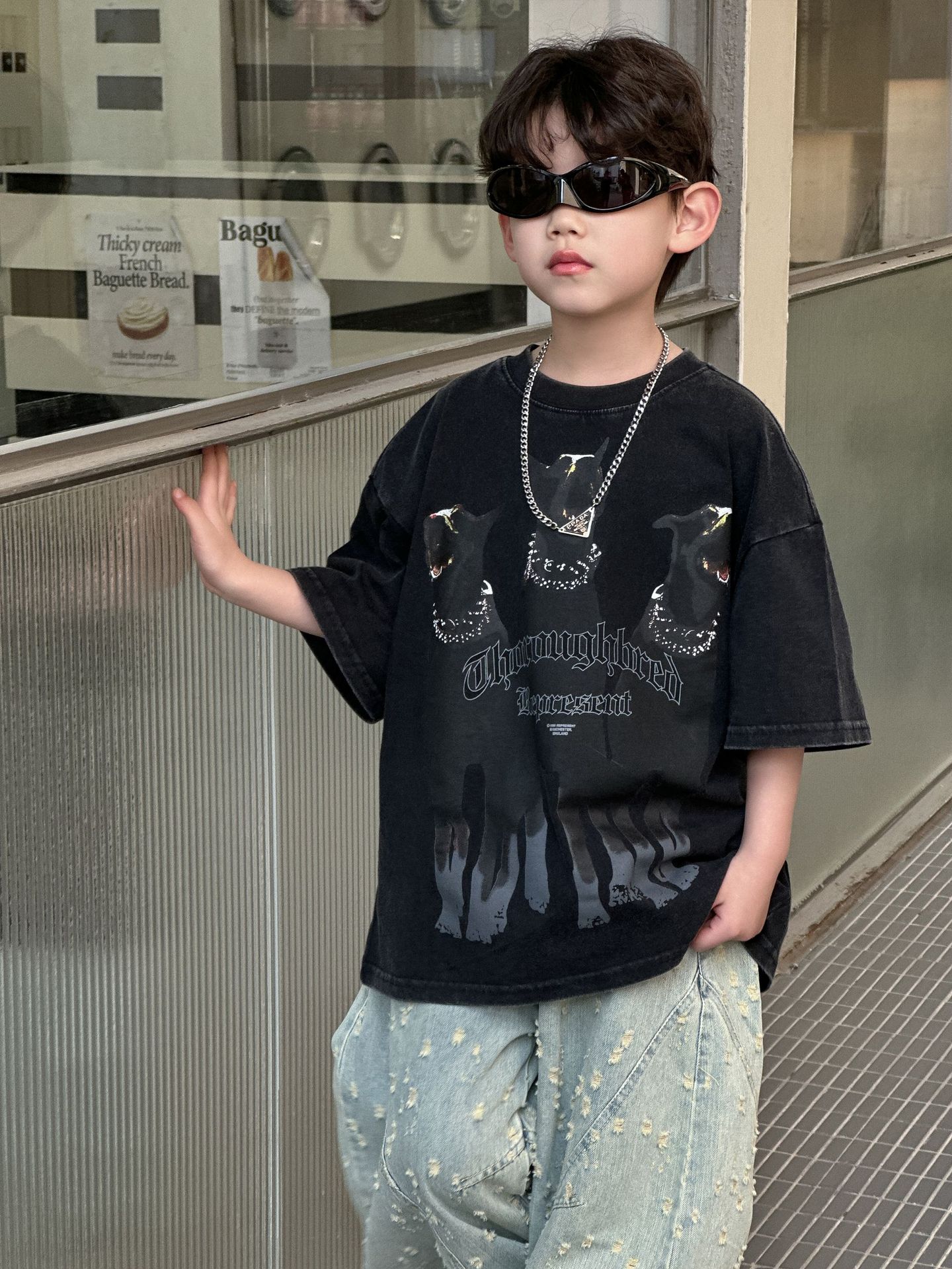 儿童卡通纯色T恤2025夏季新款男童韩版洋气上衣中小童夏装短袖潮详情2