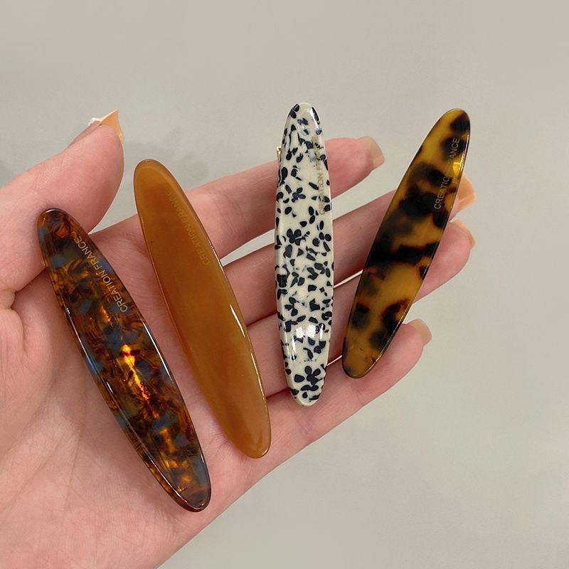 Korean atmosphere acetate crushed hair clips, side clips, simple one-line clips, duckbill clips, high-end autumn and winter bangs clips for women pic 1