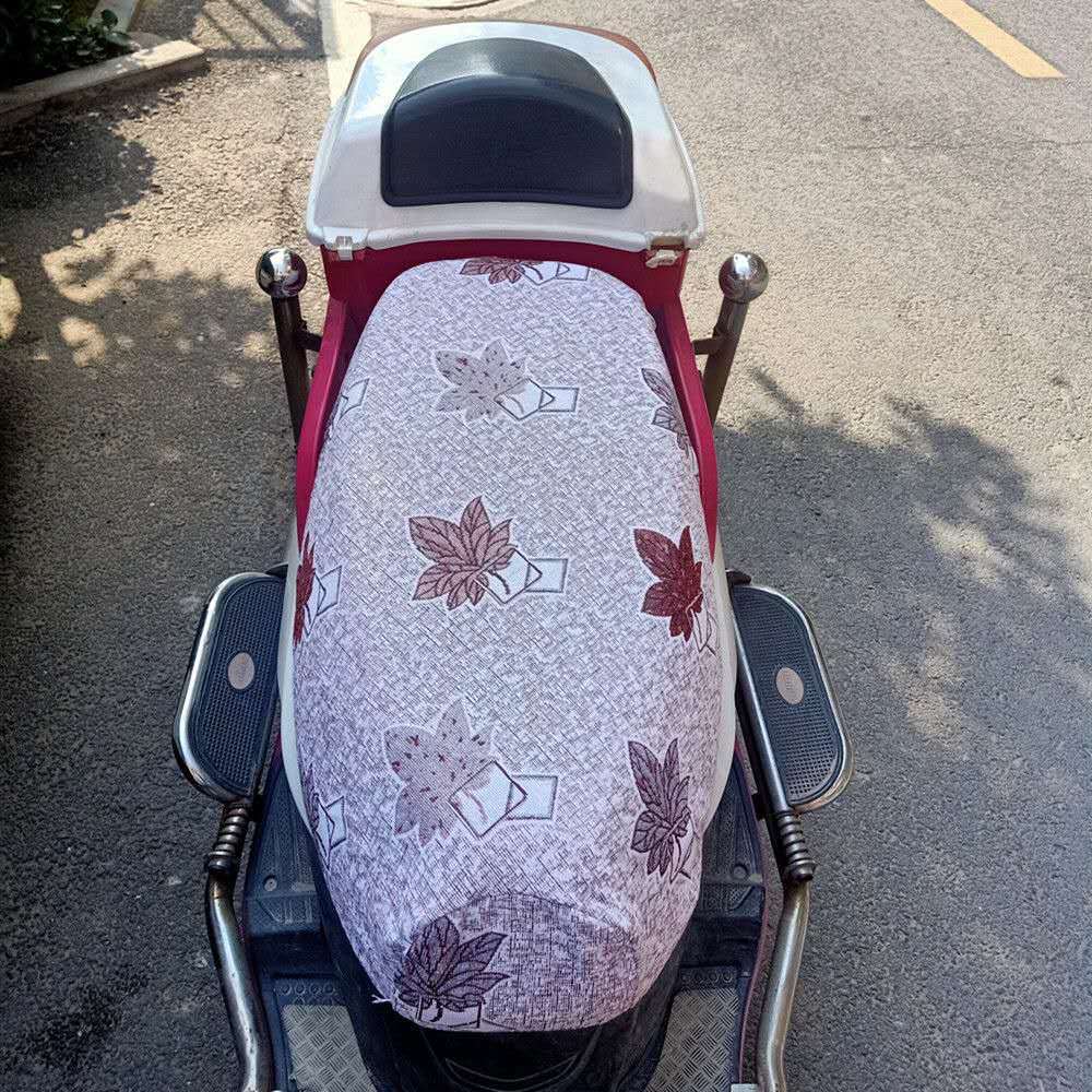 四季通用亚麻布踏板电动车座套防晒耐用电瓶车摩托车电车坐套包邮详情7