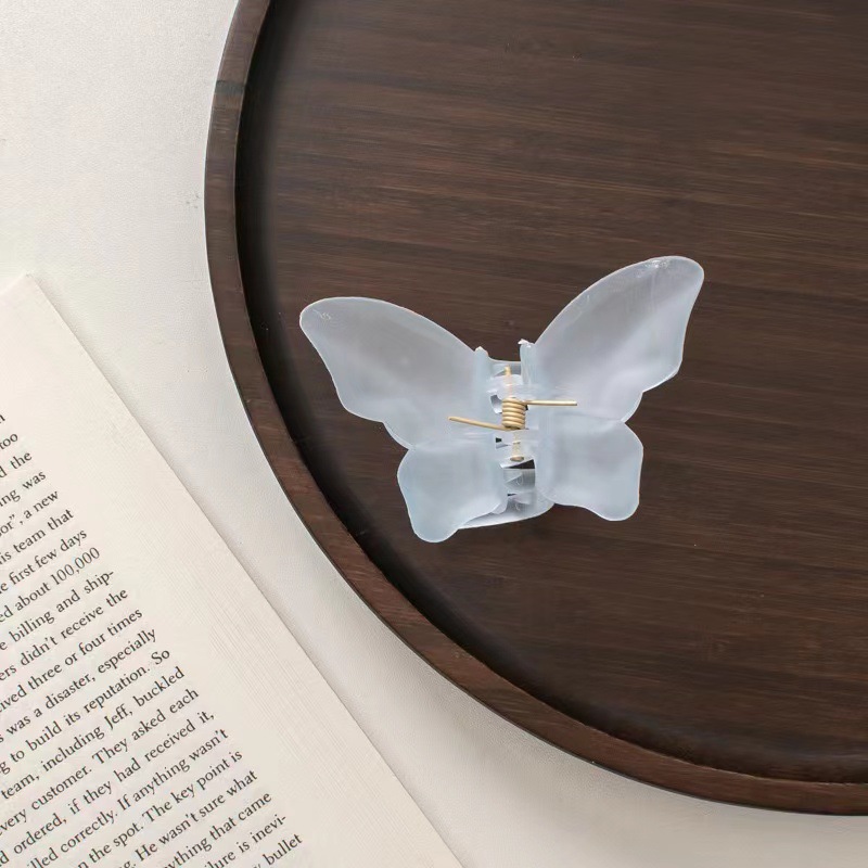Frosted jelly-colored butterfly hair grabber for women, Korean back head color semi-transparent grabber, simple hair accessory trend pic 6