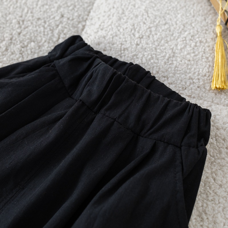 儿童熊猫衬衫短袖短裤两件国风休闲男童潮帅汉服套装班服批发工厂详情13