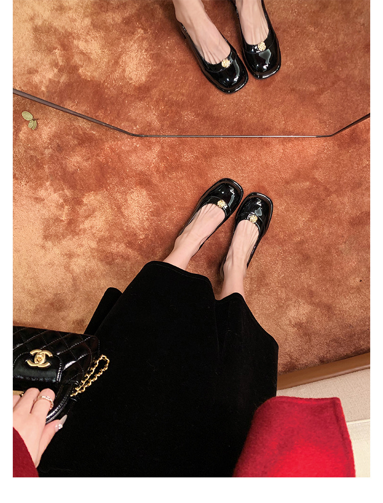 葡萄妈精致山茶花方圆头高跟鞋粗跟增高一脚蹬乐福鞋女鞋2024新款详情21