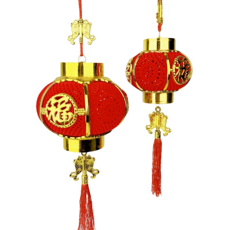 龙年植绒手提发光投影灯笼新年入门户装饰布置红灯笼元宵福字灯笼详情9