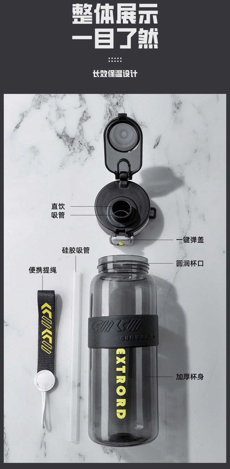 2025 Large-capacity fitness sports water cup, light luxury and high-end plastic straw cup, outdoor portable plastic cup customization pic 13