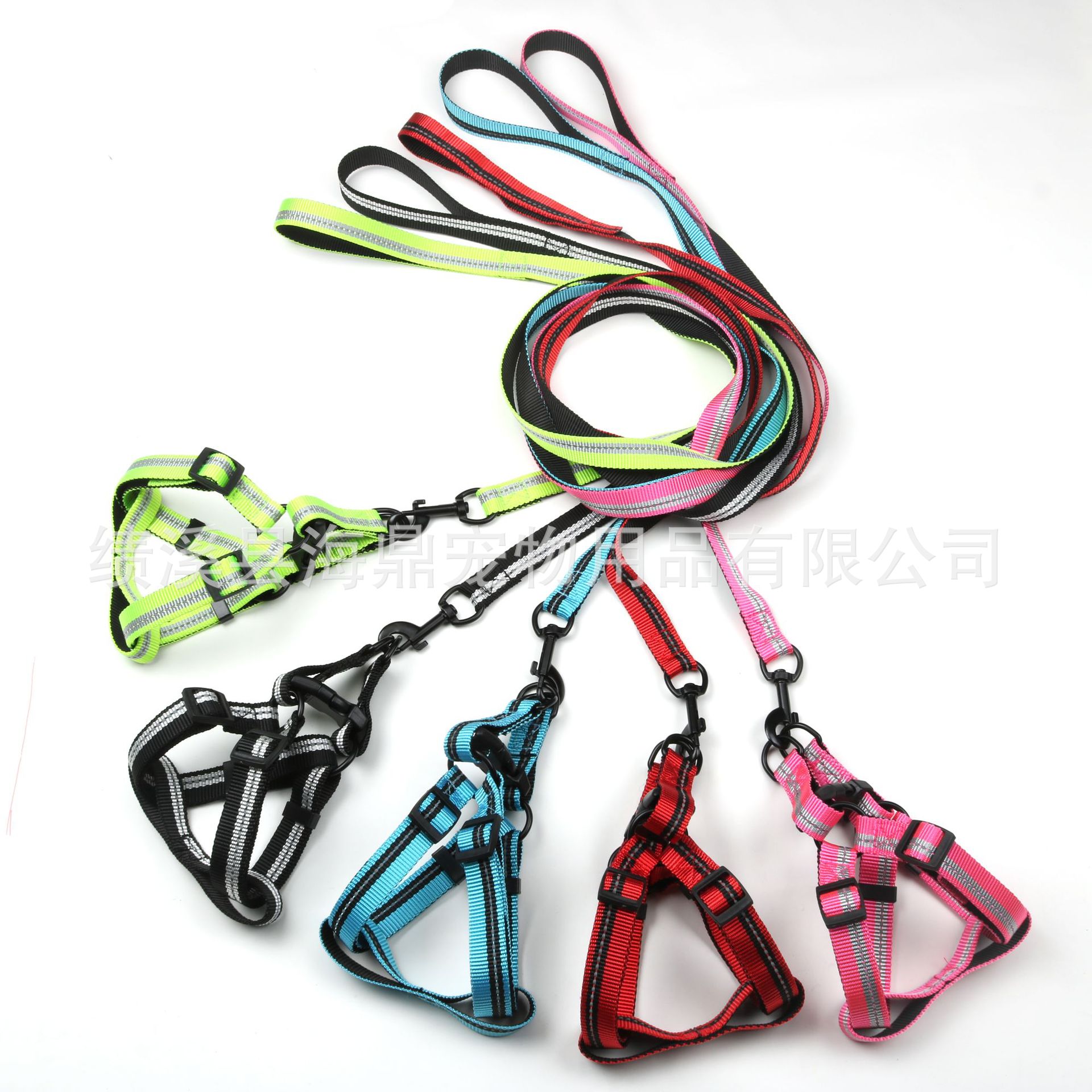 Pet single-line reflective silk dog leash, nylon leash, chest and back strap, small and medium-sized dog walking leash, dog chain, collar pic 11