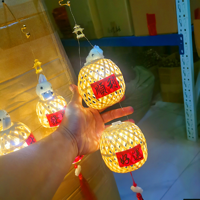 竹编兔子小灯笼中秋节儿童手提发光迷你灯笼DIY材料包手工制作灯详情7