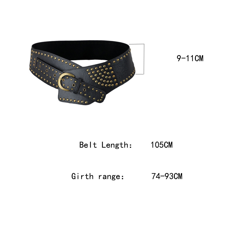 IAMSURE欧美风铆钉复古腰带vintage宽皮带女加宽腰封外搭辣妹穿搭详情5