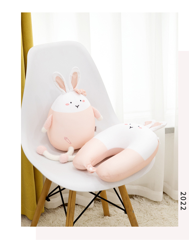 New cartoon rabbit U-shaped pillow, foam particle two-in-one dual-purpose pillow, throw pillow, rabbit transformation pillow, neck guard pillow pic 17
