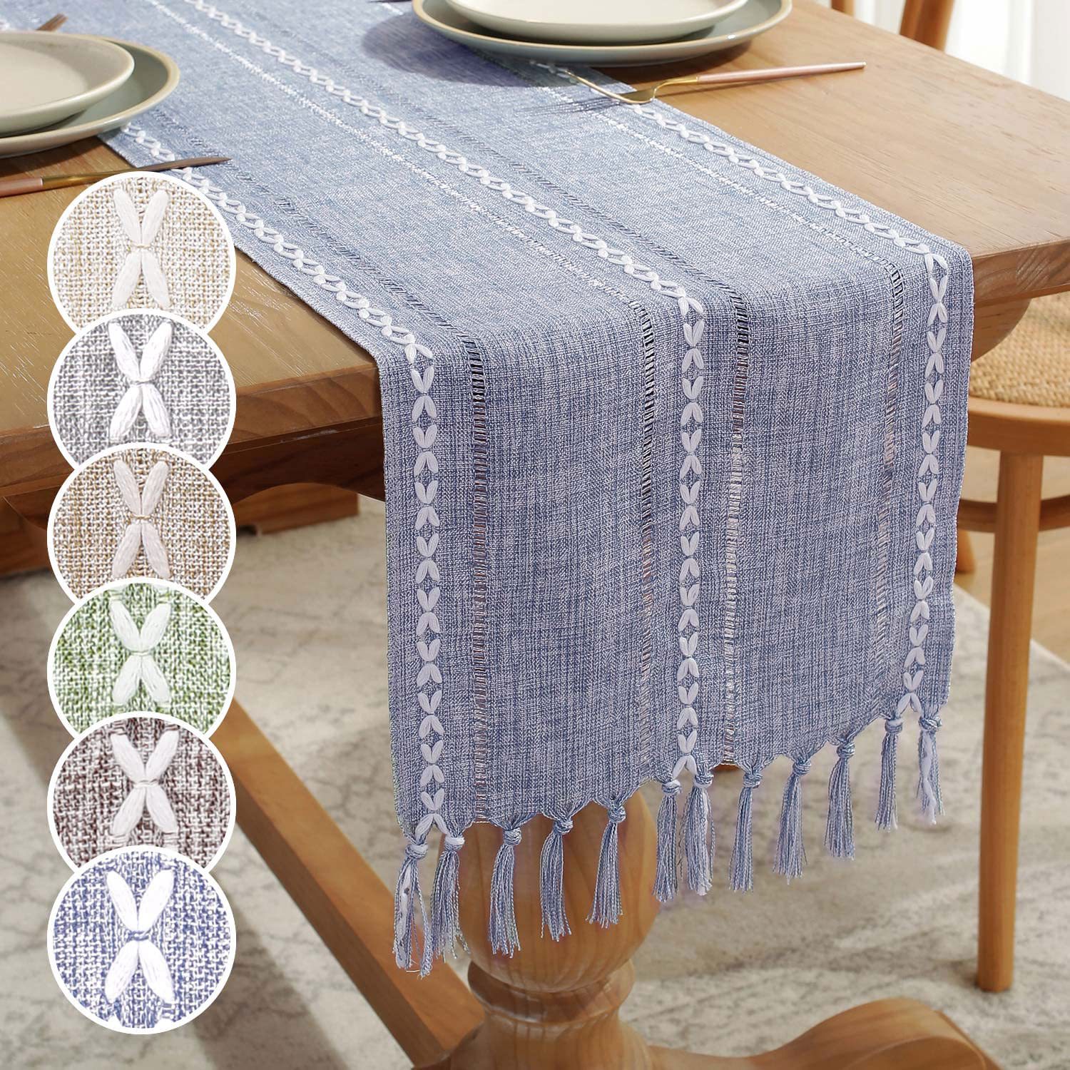 New cross-border Amazon handcrafted table flag, hollowed-out American country white tablecloth, dressing table scarf factory wholesale pic 10