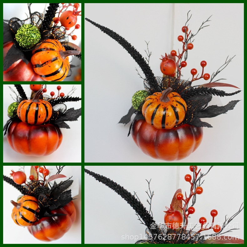 Harvest Festival simulation pumpkin ornaments, handcrafted small bonsai, Halloween autumn color pumpkin decorative ornaments pic 2