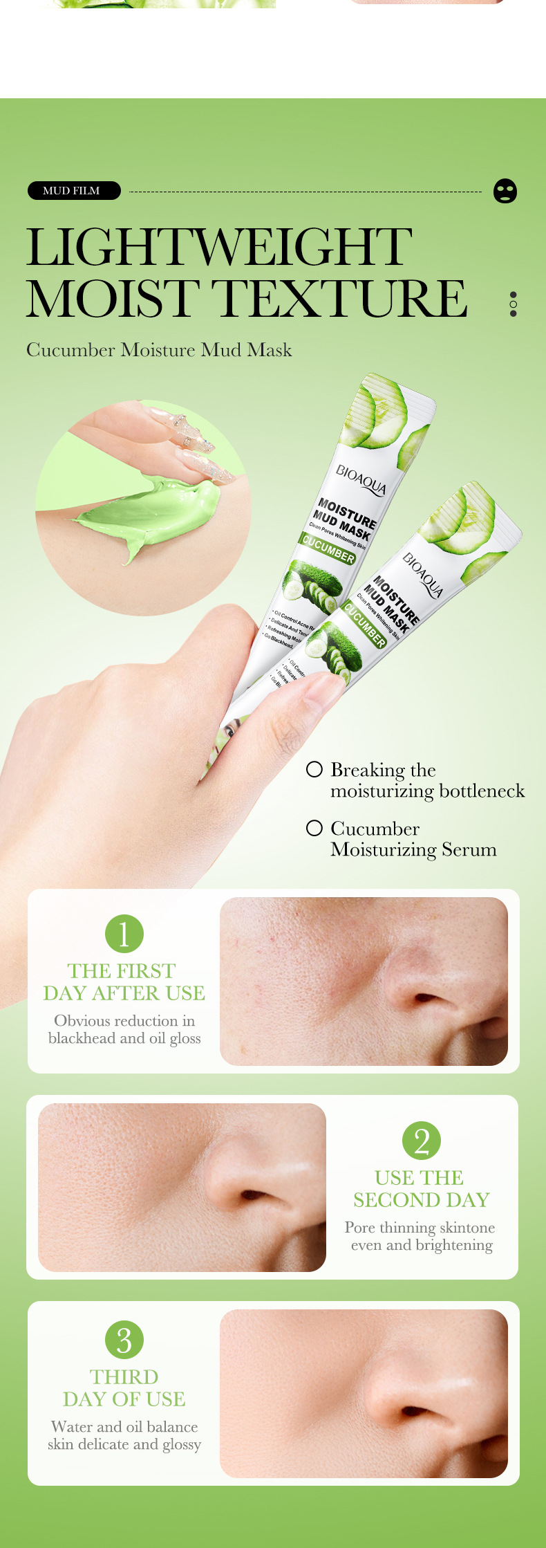 The all-English BIOAOUA Cucumber Moisturizing Mud Mask cleanses pores and improves blackheads. It is an export-oriented cross-border mask exclusively for export pic 38