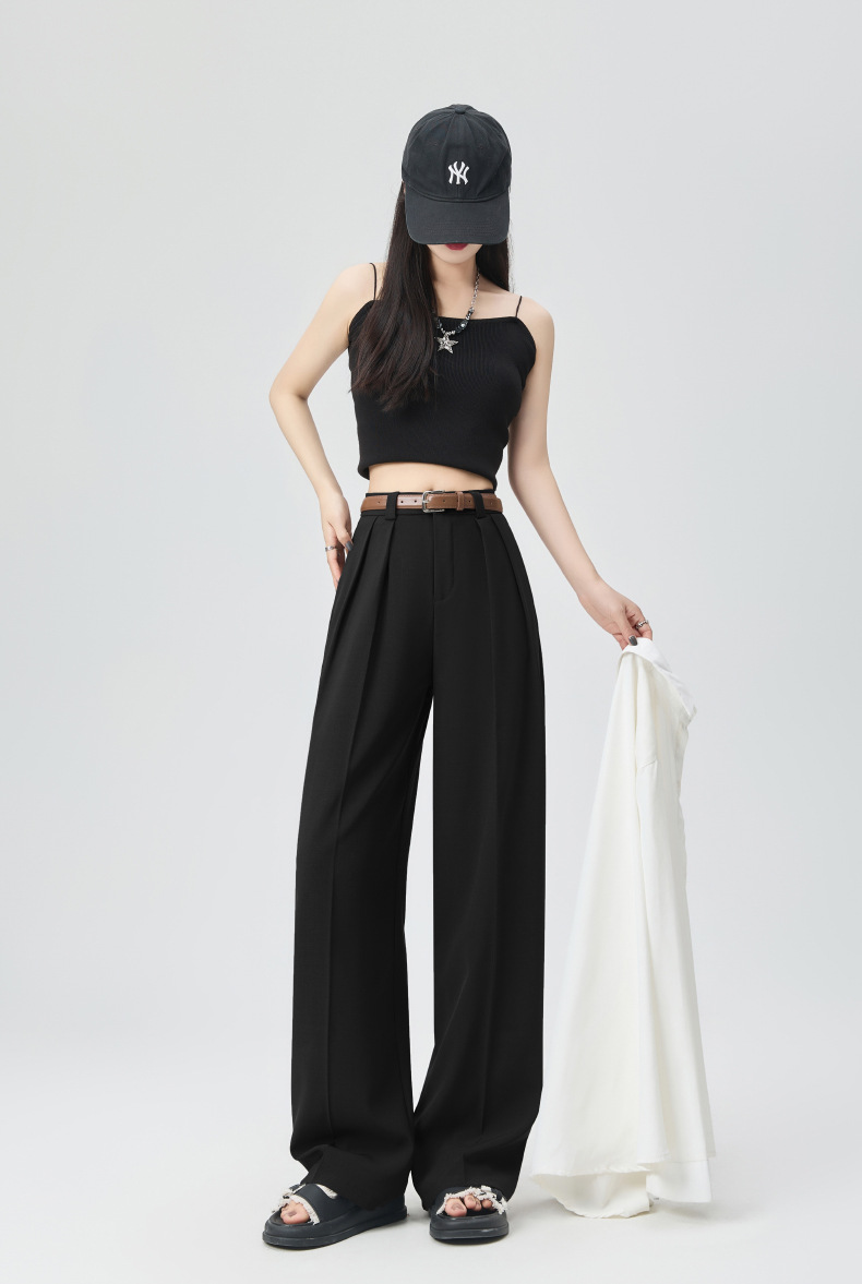 白色西装裤女夏薄宽松小个子直筒坠感休闲裤子高品质窄版阔腿长裤详情29