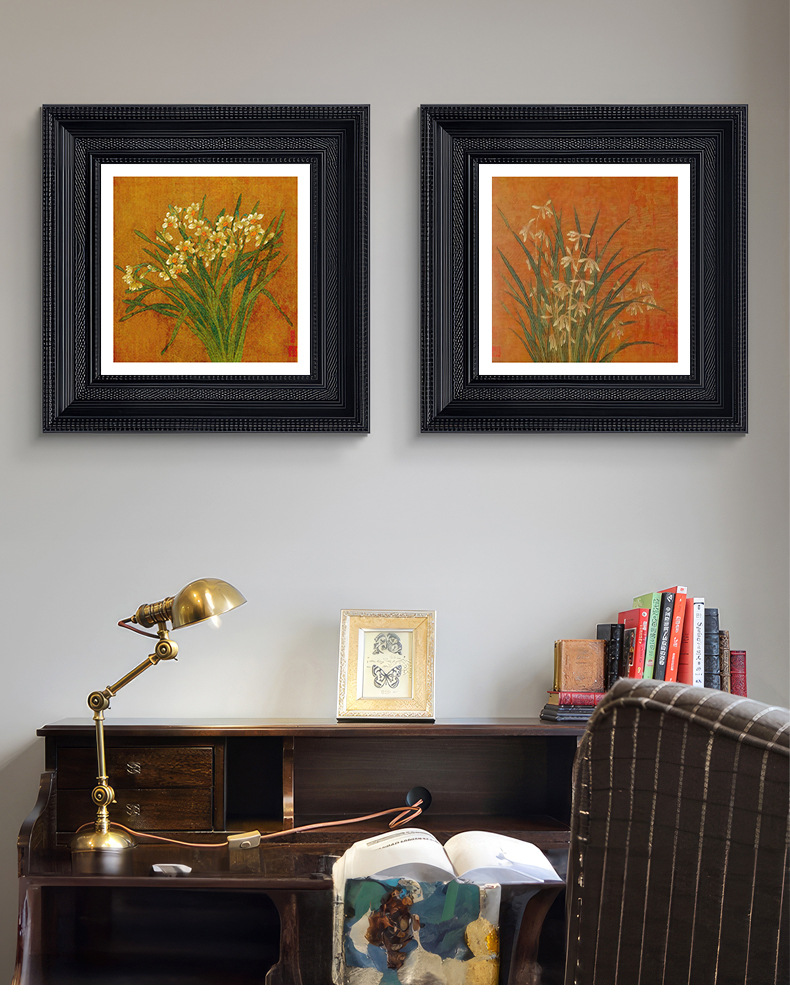 中古风装饰画小红书热款兰花竹子餐厅卧室客厅装饰画样板间挂画详情1