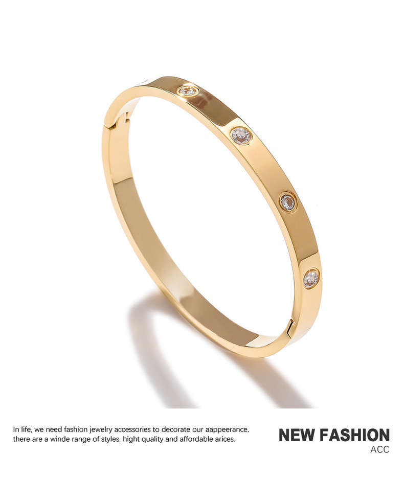 The new Korean version of the 18k rose gold full diamond clasp bracelet, which does not fade, is a trendy and high-end jewelry item pic 19