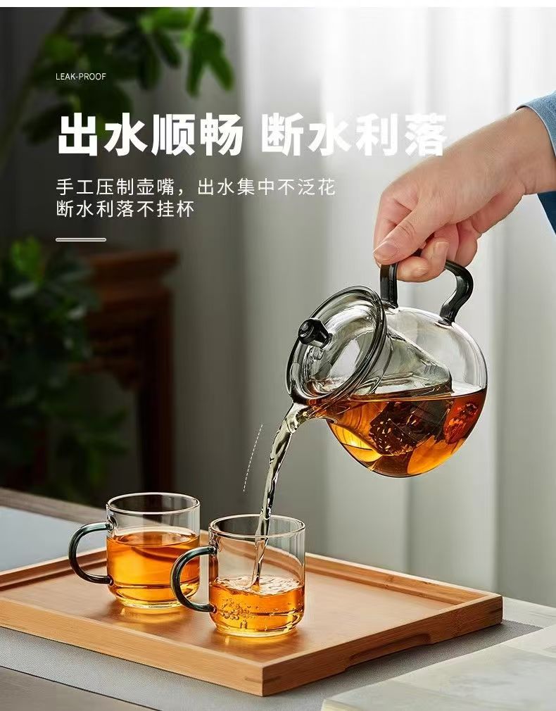 高硼硅玻璃绿茶壶家用泡茶壶日式花茶泡茶茶具耐高温加厚雨润壶详情2