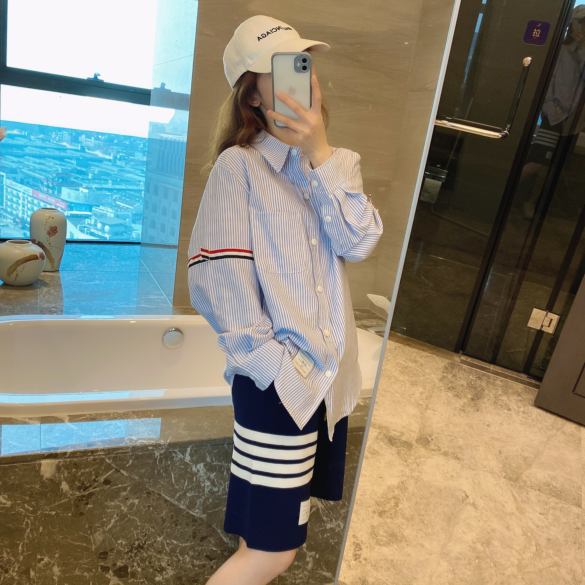 TB casual trendy brand poplin slim-fit solid white shirts for men and women, Oxford fabric shirts for women with long sleeves pic 41