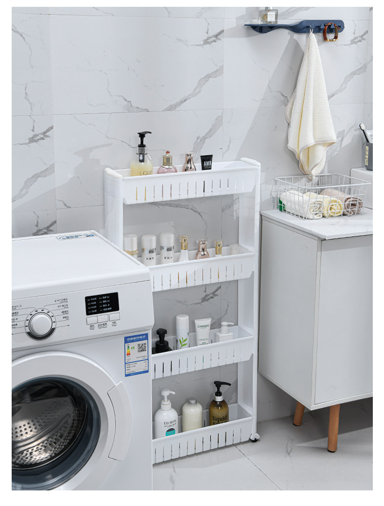 亚马逊跨境塑料置物架厨房卫浴收纳架落地多层夹缝加厚收纳储物架详情19