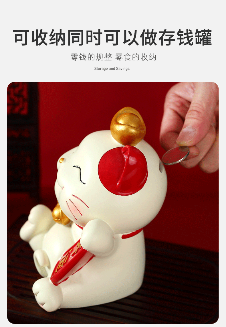 Creative Maneki Neko tray storage, large decorative items, home living room decoration, entrance key storage, display, housemoving gift pic 7