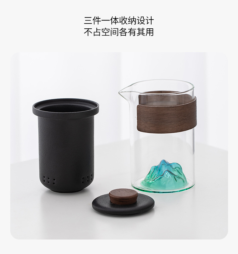 Travel tea set, business gift wholesale, glass outdoor one pot and four cups, ceramic quick customer cup, customized logo pic 11