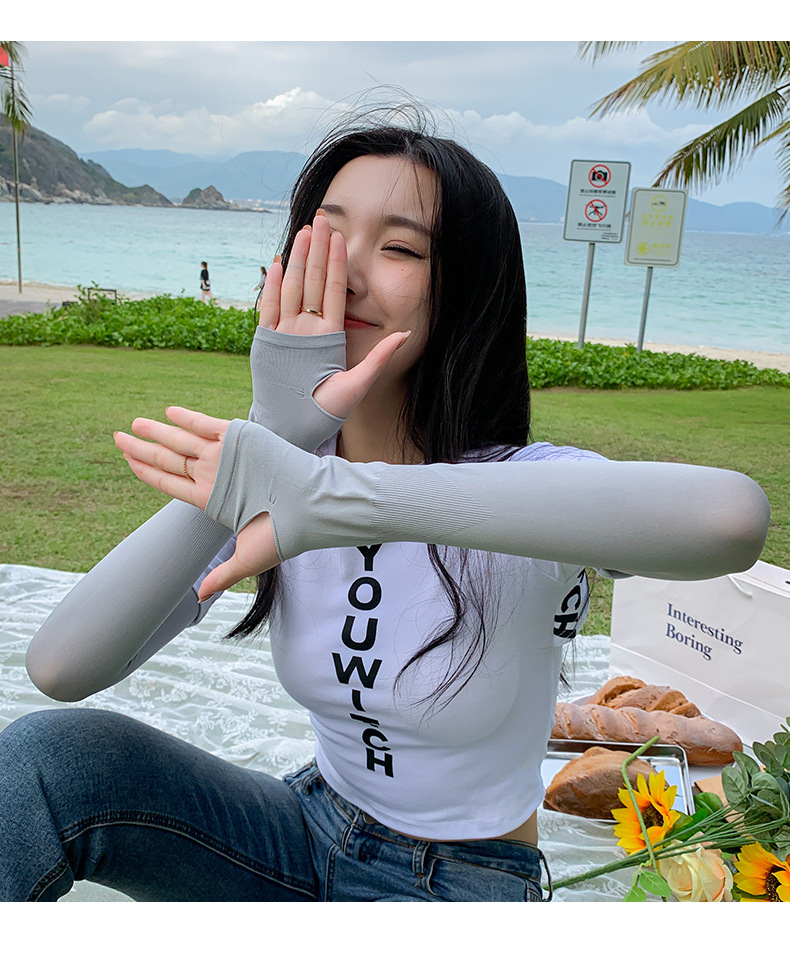 批发冰丝袖防晒袖套夏天男女士手套休闲旅游登山钓鱼健身打球冰袖详情10