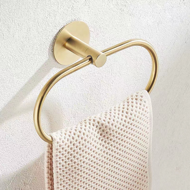 Stainless steel tissue paper rack, towel rod, towel ring hook, tissue paper rack, bathroom non-drilling bathroom hanging accessory set pic 11