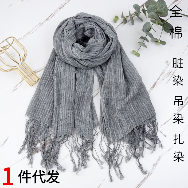 秋冬简约纯棉围巾男士棉麻高级感文艺ing风沙漠披肩跨境批发详情3