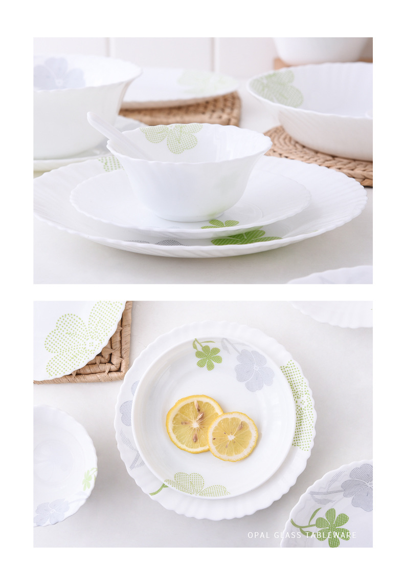 Chinbull centrifugal process lace deep plate, white jade glass heat-resistant dinner plate and vegetable plate, elegant world pic 8