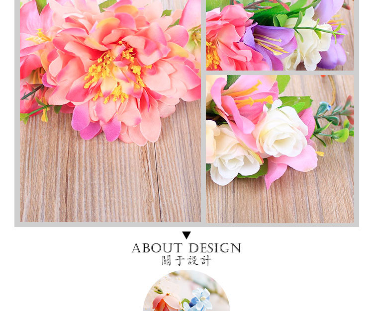 Factory direct sales of bride flower garlands, lilies, chrysanthemums, fabric hair flowers, semi-rings, Malaysian rice white handyman hair bands pic 3