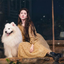 明星同款碎花连衣裙女2023春新款韩版气质长袖印花V领裙子潮详情21