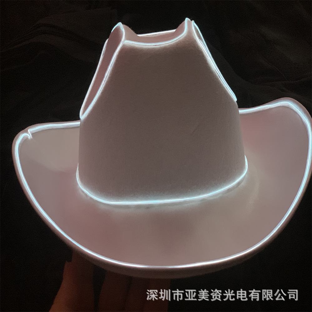 Amazon DIY Christmas LED cowboy hat, LED light hat, EL cold light cowboy hat, Christmas top hat, bride hat pic 5