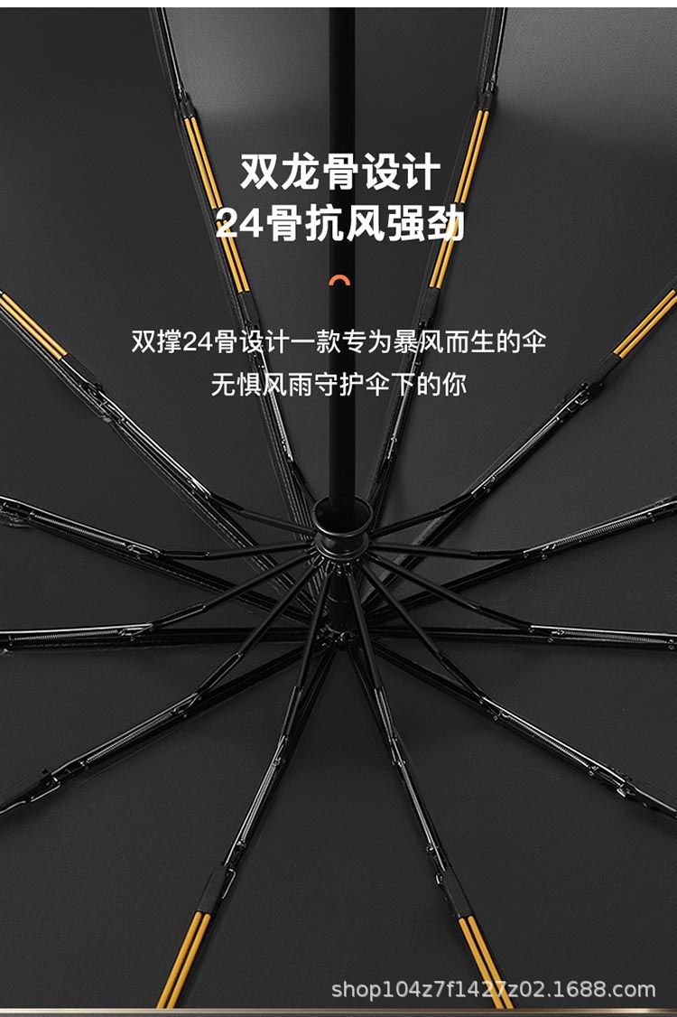 爆款折叠24骨全自动雨伞12骨双龙骨黑胶晴雨两用伞广告伞现货批发详情10