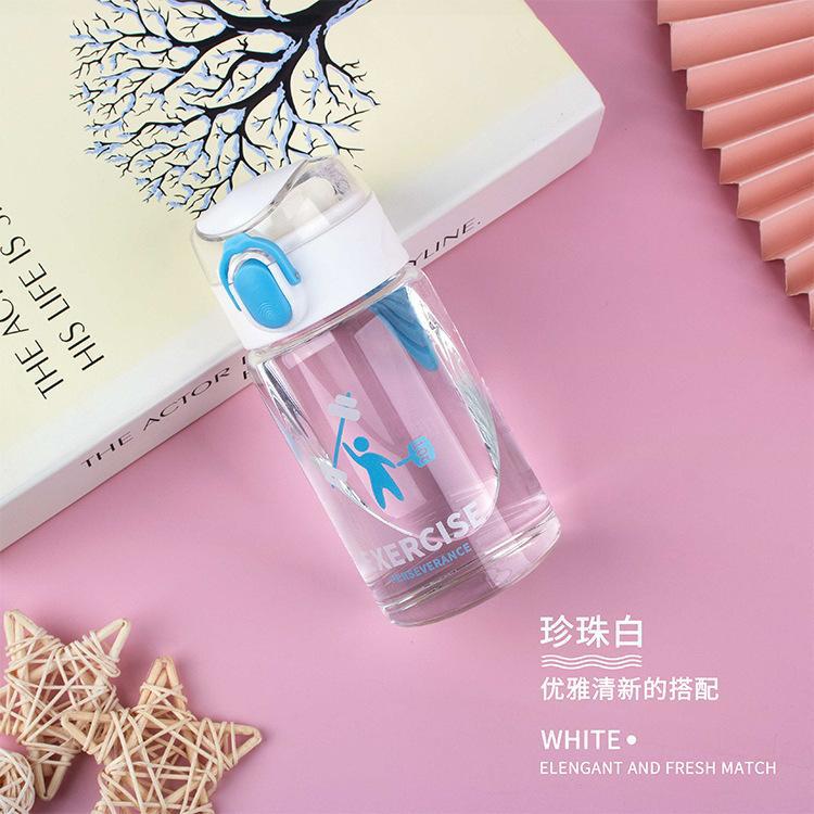 缤客320ml卡通运动弹跳玻璃杯锁扣弹盖便携随手拎高硼硅水杯详情9