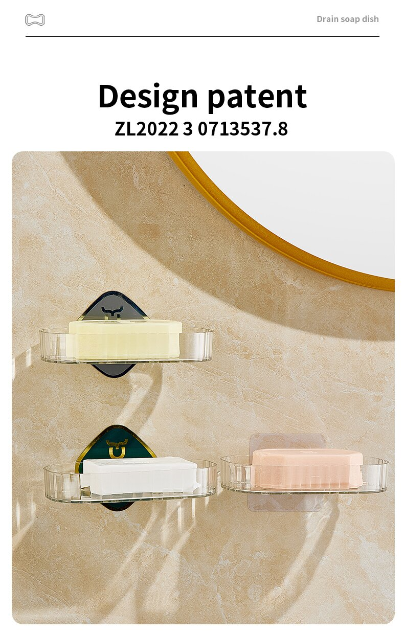 Transparent and simple PET high-quality, seamless soap box, non-punching, water-draining soap box rack, bathroom storage and storage, moisture-proof soap box tray pic 27