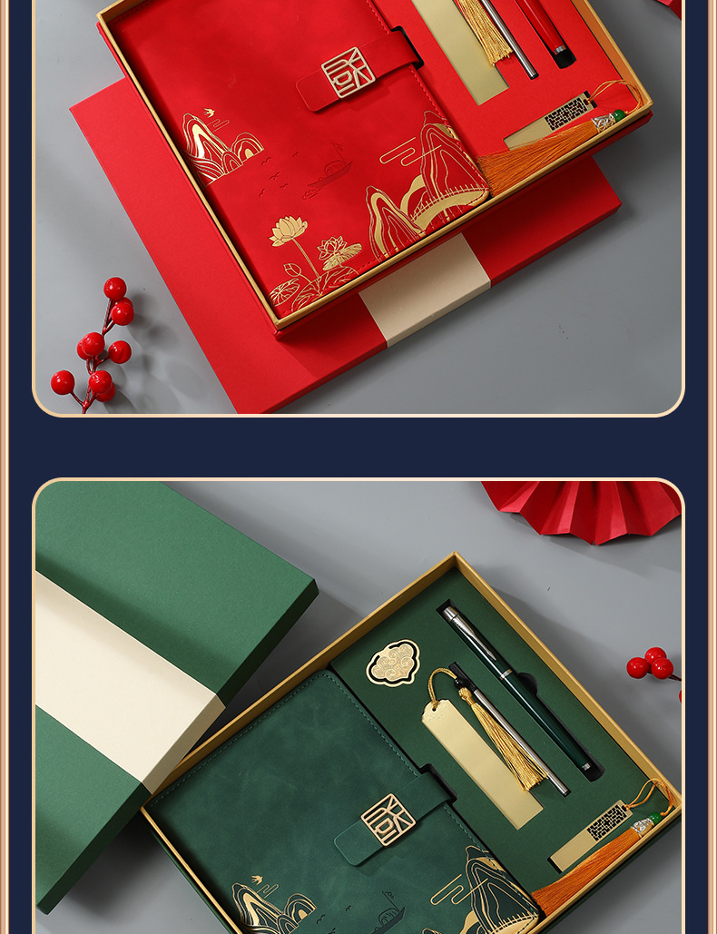 Customized business office notebook gift box set of national trend notebooks, cultural and creative national style meeting record book and planner book pic 38