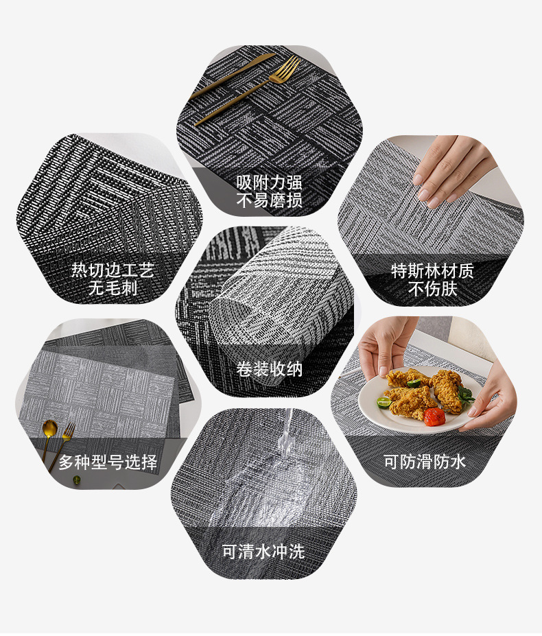 1 尚岛宜家 欧式纯色餐桌垫 酒店餐厅专用隔热防滑餐垫 家用简约方形西餐垫 美式柜子风设计 一次性杯垫、盖详情12