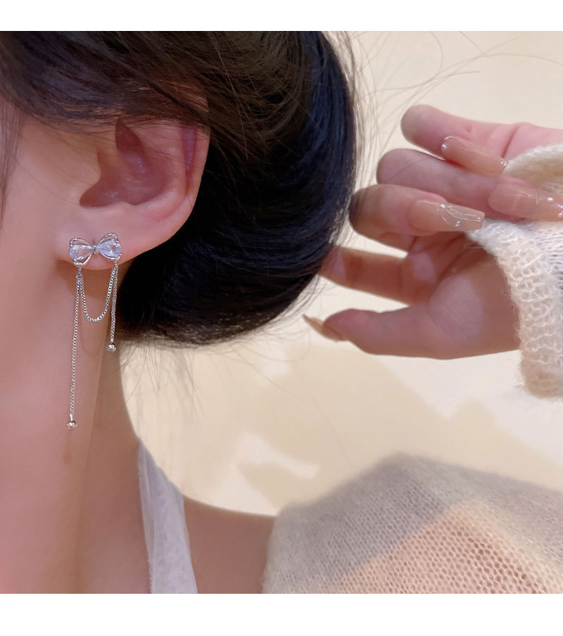 高级感蝴蝶结长款流苏耳环女轻奢小众设计感甜美耳钉复古气质耳饰详情20