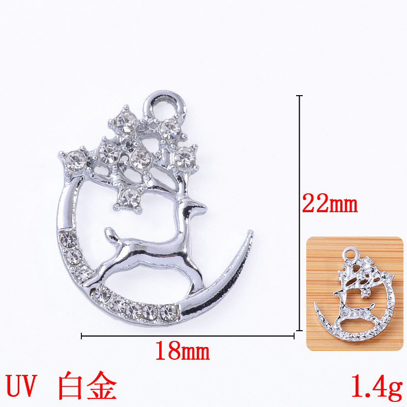 UV 保色diy手工饰品合金材料麋鹿单款韩版点钻点珍珠挂件批发详情4