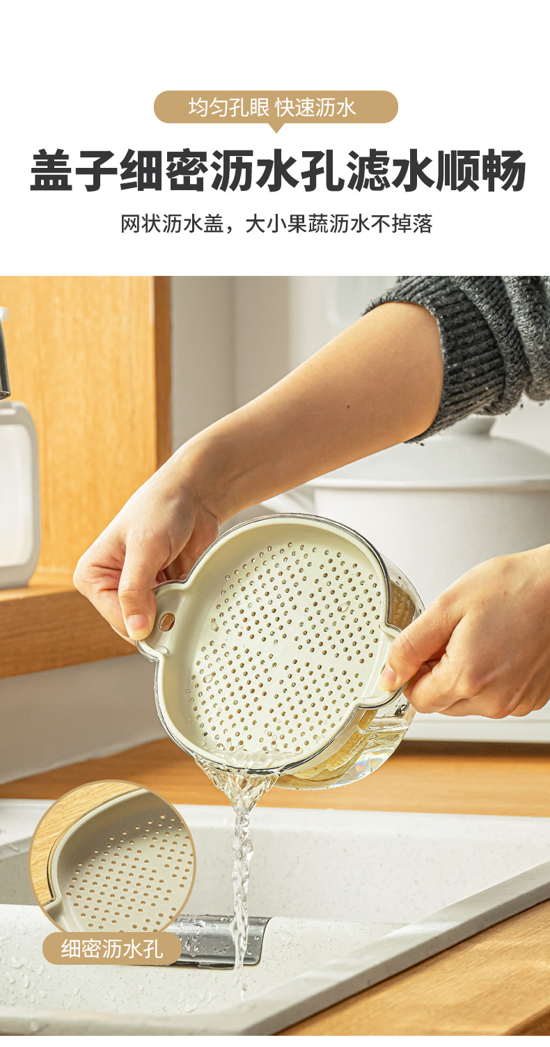 Nachuan Light Luxury covered draining basket kitchen household sink, fruit and vegetable filtering basket, fruit washing PP storage box pic 6