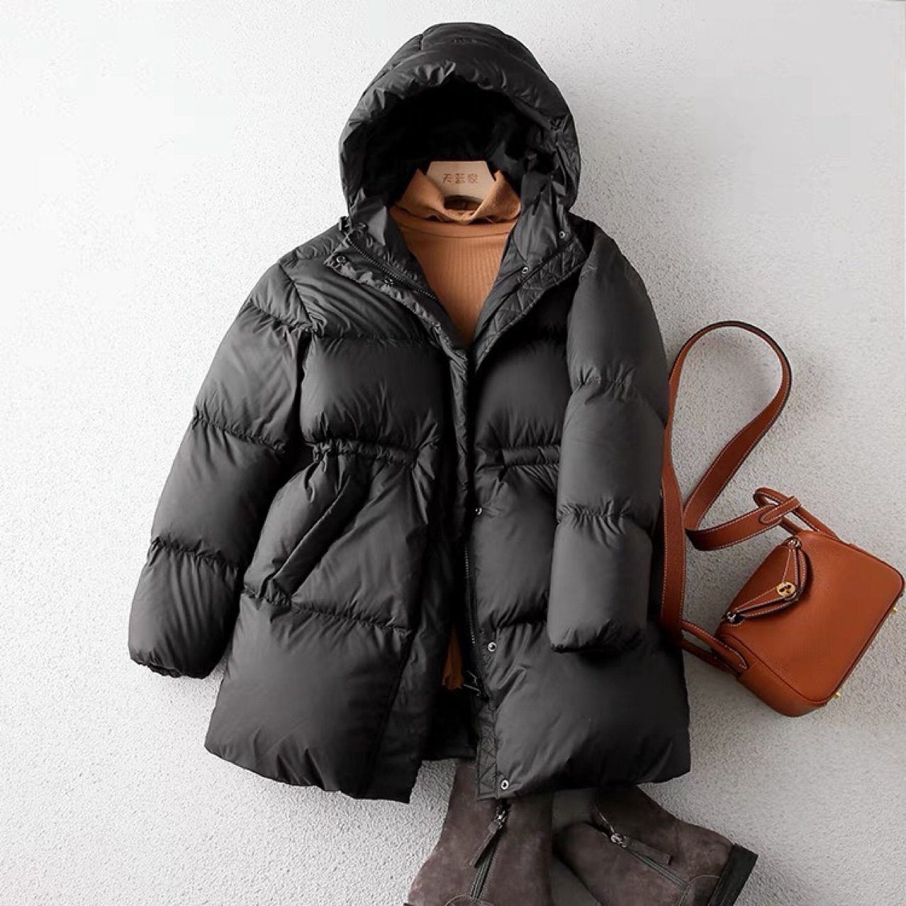 XG1613 Goose down style slimming and waist-cinching down bread dress for women in autumn and Winter 2022 New pic 30