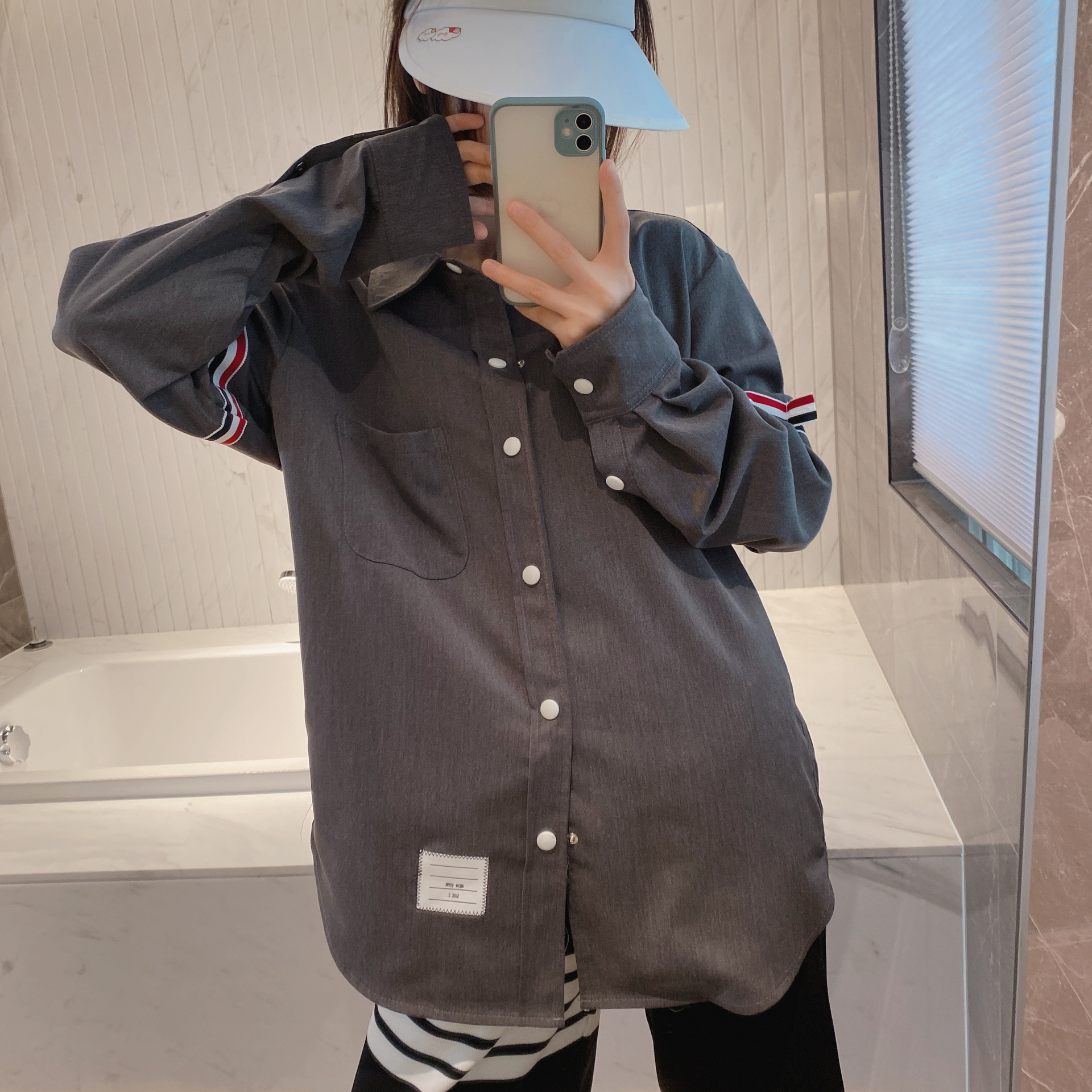 TB casual trendy brand poplin slim-fit solid white shirts for men and women, Oxford fabric shirts for women with long sleeves pic 10