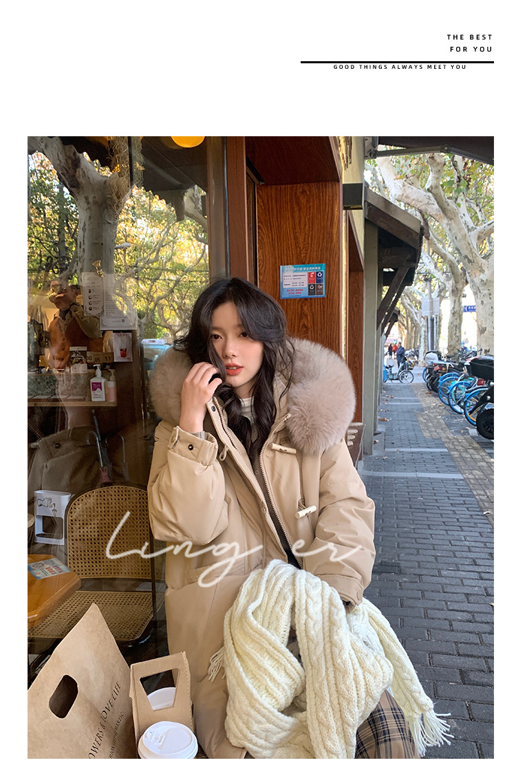 Wholesale of high-end mid-length down jackets for women that reach the knees in 2022, featuring a fashionable design sense and a niche thickened coat pic 40